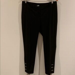 Kookai Black Cropped Pants with Button Accents